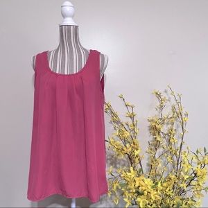 * White Plum Coral Sleeveless Front Pleated Dress Blouse - Size Large
